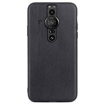 Husă TPU Acoperită cu Piele Sony Xperia Pro-I - Negru
