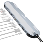 Lemorele TC28 Hub USB-C 12-în-1 / Stație de andocare - Argintiu / Gri