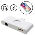 iPhone X Lightning și adaptor audio de 3,5 mm cu buton de pornire - argintiu