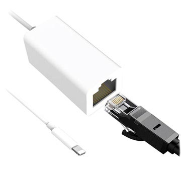 Adaptor de rețea prin cablu Lightning la RJ45 Ethernet LAN - alb