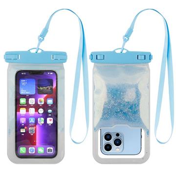Husă universală impermeabilă cu sclipici lichid IPX8 - 7.2" - Albastru