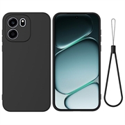 Husă din silicon lichid OnePlus Nord CE6 cu curea de mana - Negru