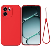 Husă din silicon lichid OnePlus Nord CE6 cu curea de mana - Roșu