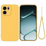 Husă din silicon lichid OnePlus Nord CE6 cu curea de mana - Galben