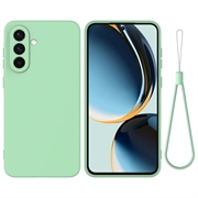 Husă din silicon lichid Samsung Galaxy S27 cu curea de mana - Verde
