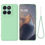 Husă din silicon lichid Motorola Edge 70 cu curea de mana - verde