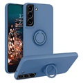 Husă Liquid Silicone Samsung Galaxy S22 5G - cu Suport Inel - Albastru