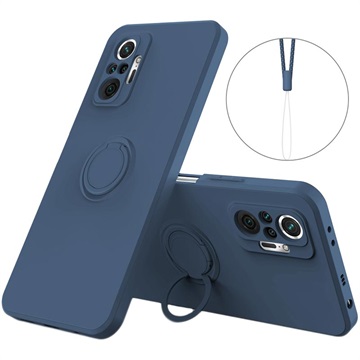 Husă Liquid Silicone Xiaomi Redmi Note 10 Pro - cu Suport Inel - Albastru