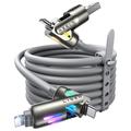 Cablu de încărcare Lisen 240W 4-în-1 cu RGB - 2m - Gri