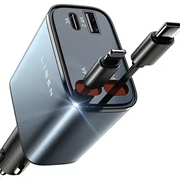 Încărcător auto Lisen B104 4-în-1 cu cabluri retractabile USB-C și Lightning - 45W