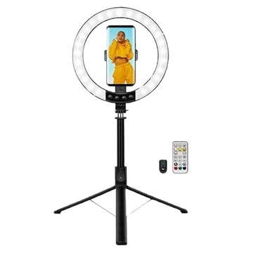 LogiLink AA0156 Lumină inelă LED cu stick pentru selfie/Tripod și obturator de la distanță