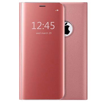 Husă cu rabat de lux Mirror View pentru iPhone 7/8/SE (2020)/SE (2022) - Aur roz