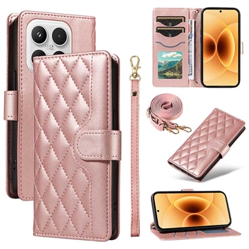 Husa portofel matlasata de lux - Xiaomi 17 - Auriu Roze