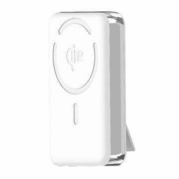 M02A 10000mAh Qi2 Power Bank Wireless Magnetic cu Suport Integrat - 35W - Alb