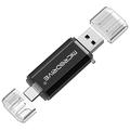 MICRODRIVE 64GB 2-in-1 USB 2.0 / USB-C Flash Drive - Negru