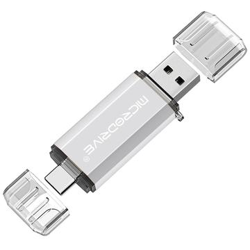 Unitate flash MICRODRIVE 64GB 2-in-1 USB 2.0 / USB-C - Alb