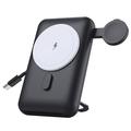 MP07 Baterie externă magnetică 3-în-1 de 10000mAh cu cablu integrat și suport - Compatibilă cu MagSafe - Negru