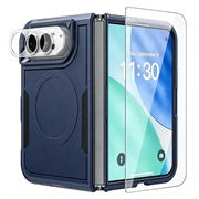 Husă magnetică iPhone Duo cu protecție pentru ecran din sticlă călită și protecție pentru obiectivul camerei - Albastru