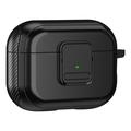 Carcasă magnetică pentru Apple AirPods Pro , Design cu cataramă pentru căști Bluetooth TPU Cover cu carabină - negru