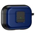 Carcasă magnetică pentru Apple AirPods Pro, design cu cataramă pentru căști Bluetooth TPU Cover cu carabină - negru + albastru