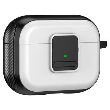 Carcasă magnetică pentru Apple AirPods Pro, design cu cataramă pentru căști Bluetooth TPU Cover cu carabină - negru + alb