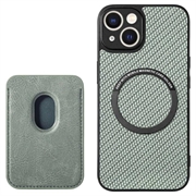 Husă Magnetică cu Slot Card iPhone 15 - Fibră Carbon