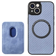 Husă Magnetică cu Slot Card iPhone 15 Plus - Fibră Carbon