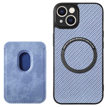 Husă Magnetică cu Slot Card iPhone 15 Plus - Fibră Carbon