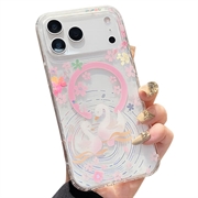 Husă magnetică iPhone 17 Pro Max cu pietre de stras încorporate - Lebede