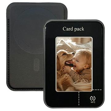 Portcard / portofel magnetic E-Ink cu proiecție afișaj NFC - negru