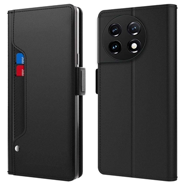 Husă Flip OnePlus 11 cu Oglinda de Machiaj - Negru