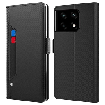 Husă Flip OnePlus 10 Pro cu Oglinda de Machiaj - Negru