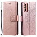 Husă Portofel Samsung Galaxy A14/A14 5G - Mandala - Auriu Roze
