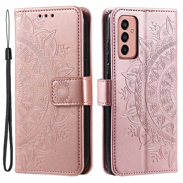 Husă Portofel Samsung Galaxy A14/A14 5G - Mandala - Auriu Roze