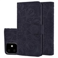 Husă portofel pentru iPhone 11 din seria Mandala cu suport - neagră