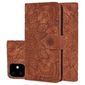 Husă portofel pentru iPhone 11 din seria Mandala cu suport - maro