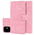 Husă portofel pentru iPhone 11 din seria Mandala cu suport - roz