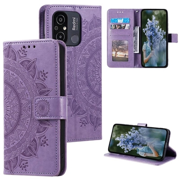 Husă portofel pentru Xiaomi Redmi 12C din seria Mandala cu suport - Violet