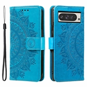 Husă tip portofel cu curea de mână Google Pixel 11 Pro XL Mandala - Albastru