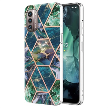 Husă Nokia G21/G11 - Marble Pattern Electroplated IMD - Albastru / Verde