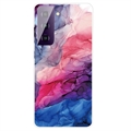Husă TPU Samsung Galaxy S21 FE 5G - Marble Pattern Electroplated IMD - Albastru / Roz