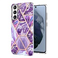 Husă TPU Samsung Galaxy S21 FE 5G - Marble Pattern Electroplated IMD - Violet