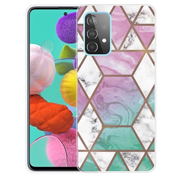 Husă TPU Samsung Galaxy A32 (4G) - Marble Pattern - Roz / Turcoaz