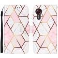 Husă Portofel Samsung Galaxy Xcover 5 - Marble Pattern - Roz / Alb