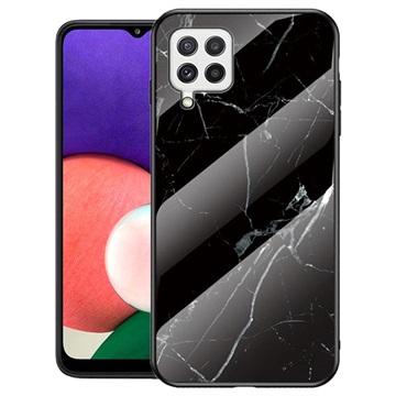 Husă Sticlă Temperată Samsung Galaxy A22 4G - Marble - Negru