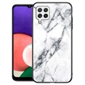 Husă Sticlă Temperată Samsung Galaxy A22 4G - Marble - Alb