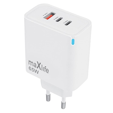 Maxlife MXTC-09-65ACC Încărcător GaN - 65W, 2x USB-C, USB-A - Alb