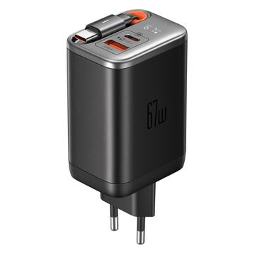 Mcdodo CH-4100 Încărcător rapid GaN 67W cu cablu USB-C retractabil - negru