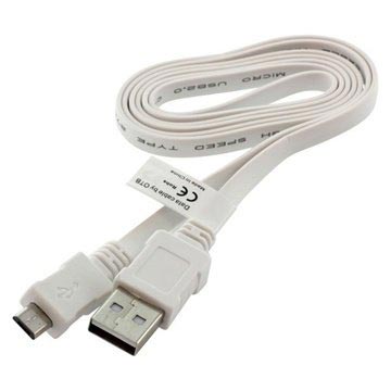 Cablu de date plat MicroUSB - Alb - 0,95m