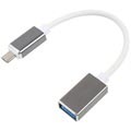 Adaptor cablu MicroUSB / USB OTG - 16cm - Alb / Argintiu